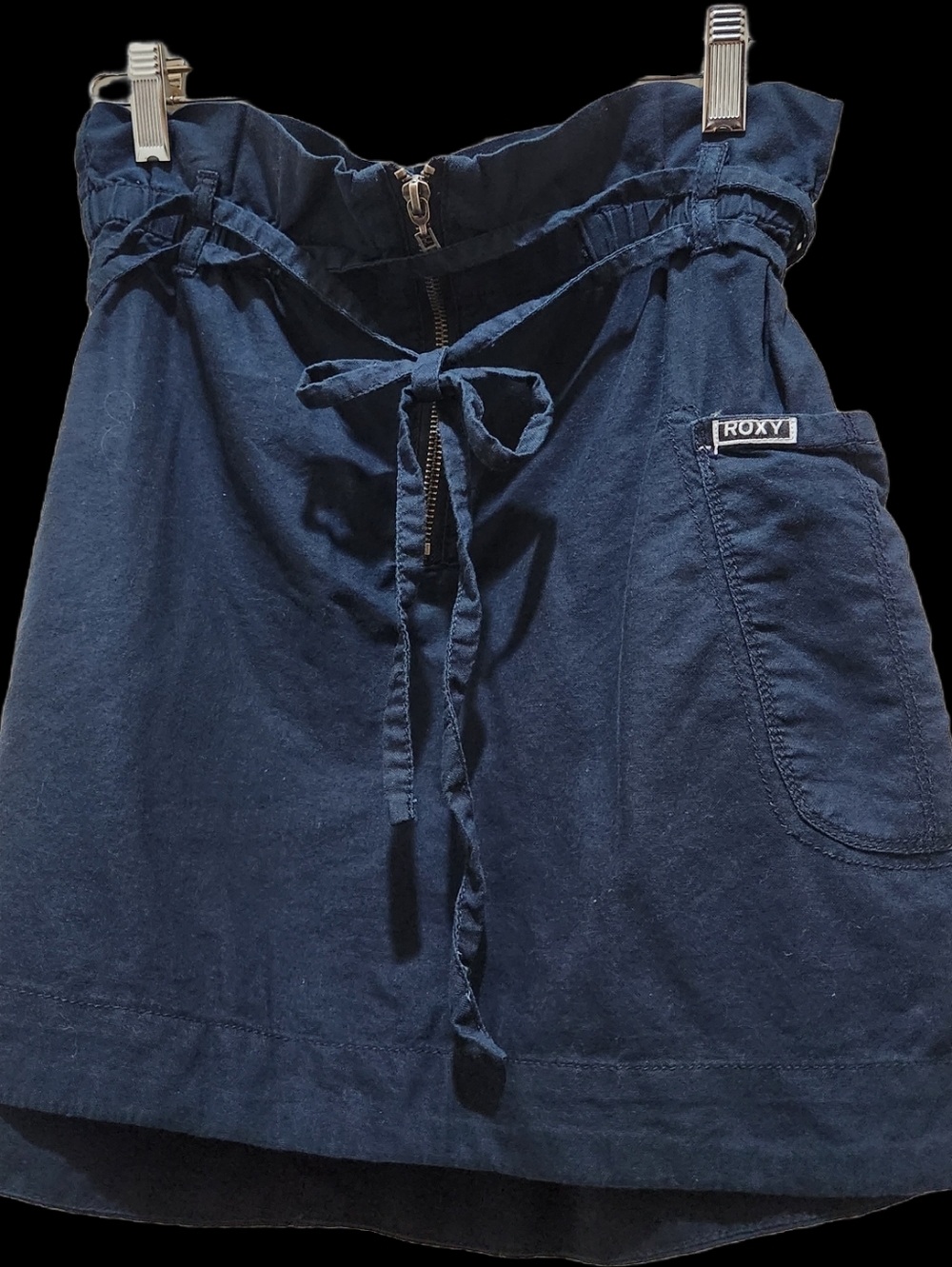 Roxy Navy Paperbag Tie-Waist Skirt